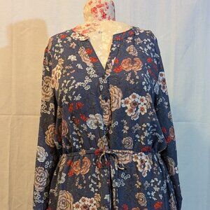 Loft Outlet Floral Three Quarter Sleeve Dress EUC Size XL